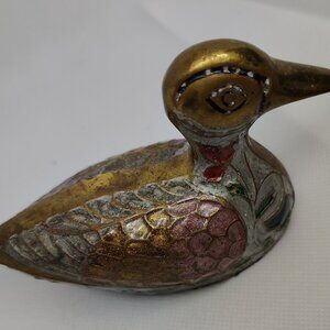Home Decor Brass Duck Small Collectible Colorful & Heavy